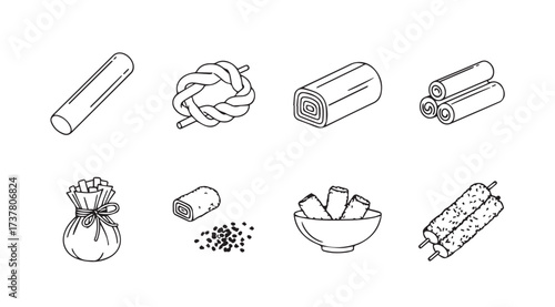 Vector art of korean snack doodles