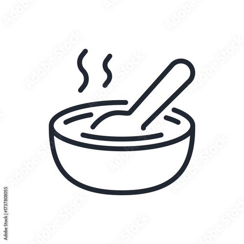 Food bowl editable stroke outline icon isolated on white background flat vector illustration. Pixel perfect. 64 x 64.