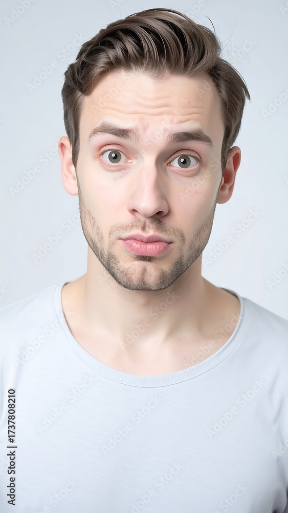 Fototapeta premium Close-up portrait of a man with a surprised expression