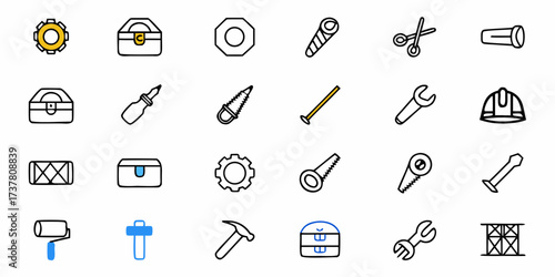 Tools for Building and Repair in a Modern Style: Includes Wrenches, Saws, Hammers, and More for Your Construction and DIY Projects, Perfect for Handyman Services