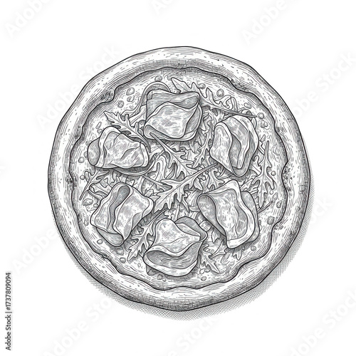 Artistic Illustration of a Gourmet Pizza
