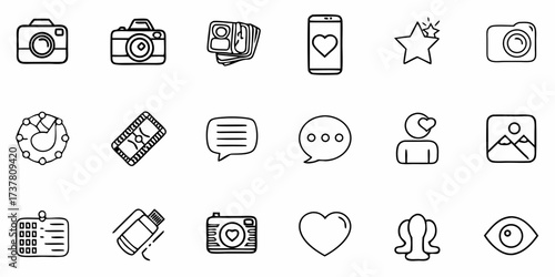 Creative social media icon collection, perfect for branding or user interface design, ideal for adding visual flair, originally created as a scalable vector graphic