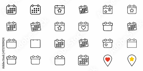 Schedule with style using these modern calendar icons, perfect for appointment reminders, event planning, and deadline tracking in your digital planner or website design