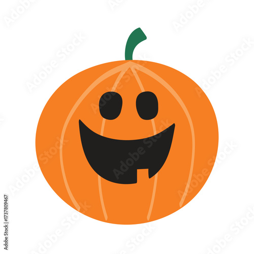 Cute Halloween pumpkin lantern. Hand drawn character. Vector illustration