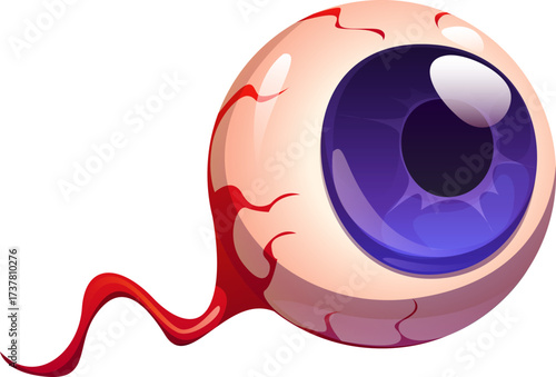 Halloween zombie eye for horror night holiday and trick or treat party, cartoon vector eyeball. Halloween zombie or dead body and undead monster eye for spooky and scary holiday horror night symbol