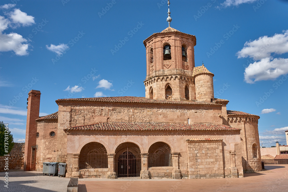 Obraz premium Romanesque architecture in Castile and Leon, the Church of San Miguel de Almazan, a Spanish historical treasure
