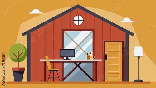 A home office with a sliding barn door and a rustic desk made from reclaimed barn wood.