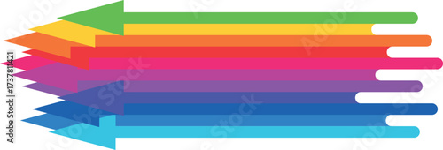 colored, arrows turned to the left, a set of arrows combined into one bunch