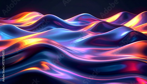 Abstract iridescent wavy surface