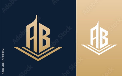 Initial letter AB with building logo design vector illustration
