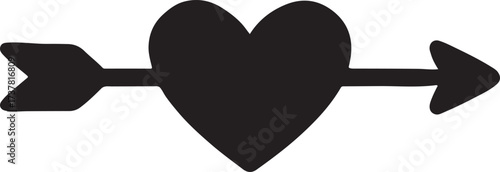 Romantic Valentine’s text design with arrow piercing heart, perfect for love, wedding, and greeting cards.