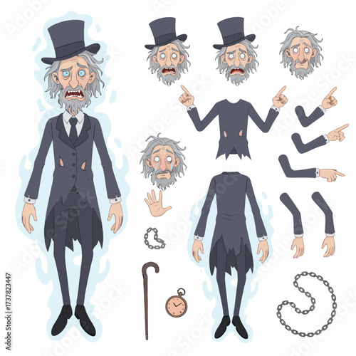 Victorian Ghost Character Creator Kit | Sad Old Man Spirit for Animation