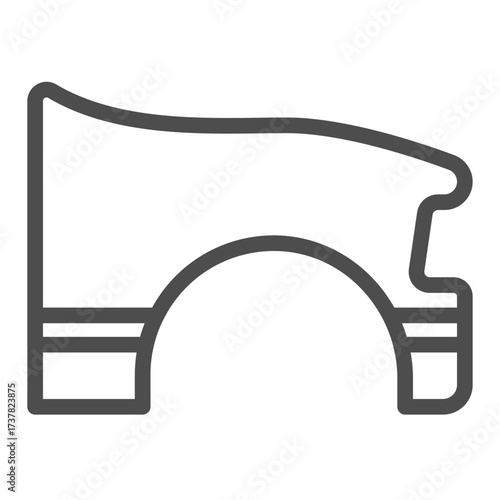 Car front fender line icon, car parts concept. Vector graphics. Bumper part sign on white background, outline style icon for mobile or web design.