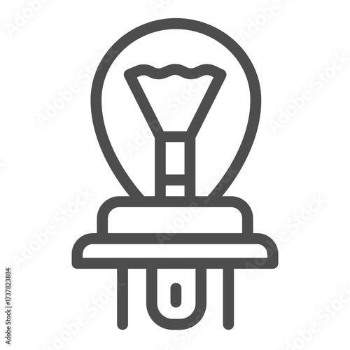 Car lightbulb line icon, car parts concept. Vector graphics. Light bulb for headlights and signals sign on white background, outline style icon for mobile or web design.