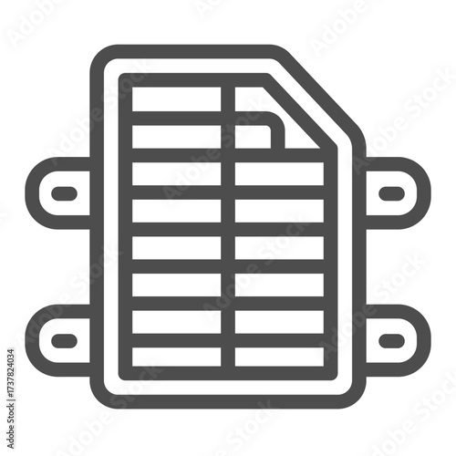 Car aluminum radiator line icon, car parts concept. Vector graphics. Radiator sign on white background, outline style icon for mobile or web design.