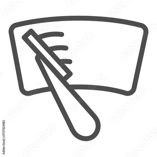 Windshield glass and squeegee line icon, car parts concept. Vector graphics. Washing windows sign on white background, outline style icon for mobile or web design.