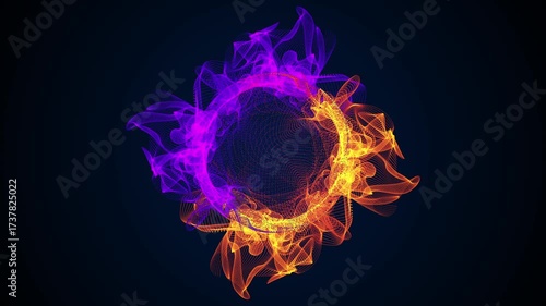 Animation of abstract energy combustion. Energy sphere. Background animation of an energy ball. Abstract energy sphere, a ball of energy rising in the darkness.