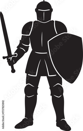 Knight armor silhouette vector