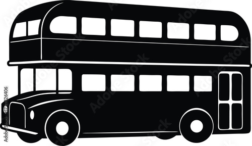  double decker bus public transit silhouette vector illustration
