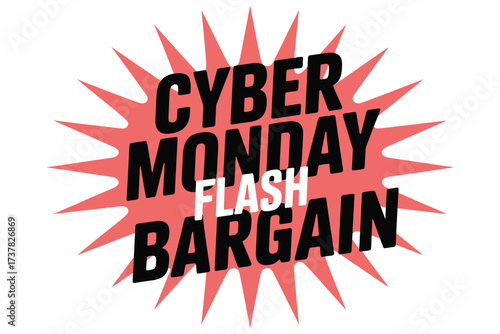 Cyber monday flash bargain text sleek design.