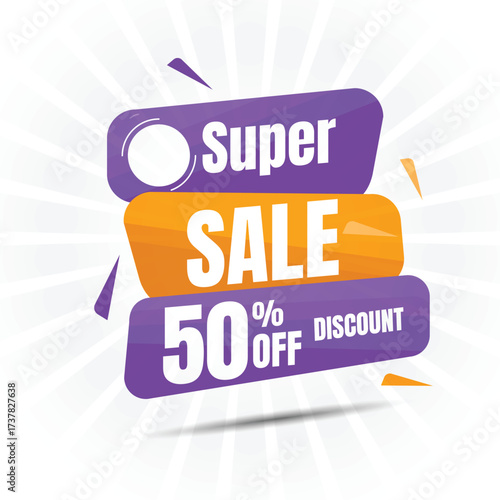 Super Sale 50 percent off discount text vector illustration, promotion, text, banner, sale, discount, price, big, off, offer,