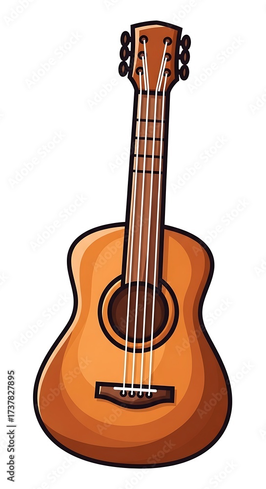 Fototapeta premium Acoustic Guitar Illustration - Musical Instrument with Strings and Sound Hole.