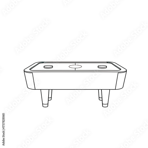 Air hockey table line drawing illustration for game room entertainment. Minimalist air hockey table outline showing playfield and goals.