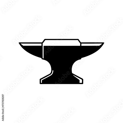 Illustration of a blacksmith anvil object on transparent background silhouette