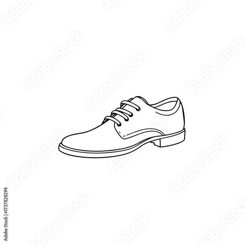 Line art vector illustration of a classic oxford shoe, simple outline drawing of footwear for fashion or business concepts.