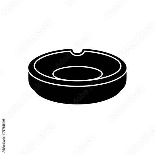 A simple black and white ashtray object on transparent background silhouette