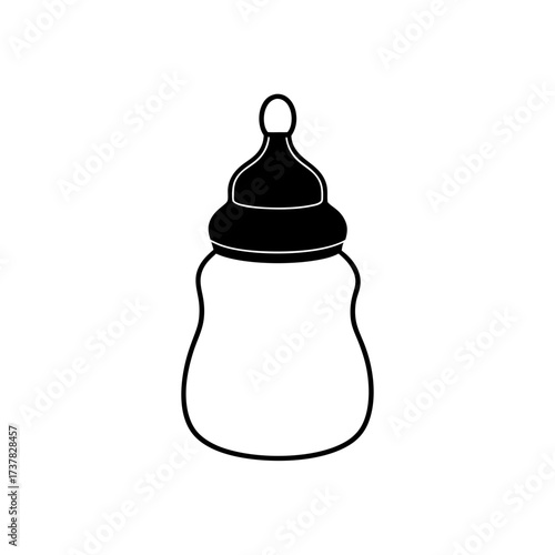 Silhouette image of a baby bottle design on transparent background