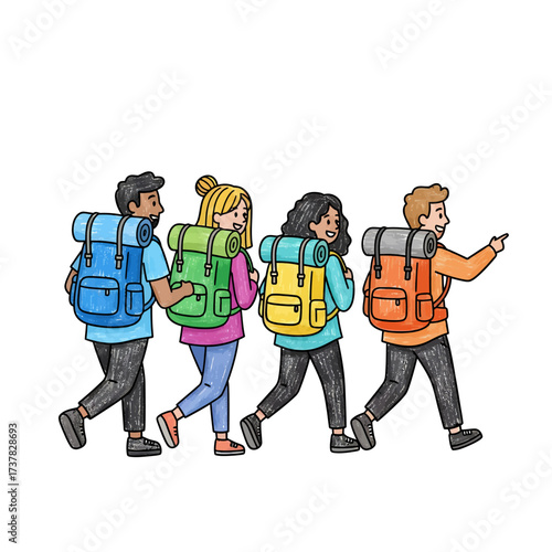 Group of Friends on a Hiking Adventure Together