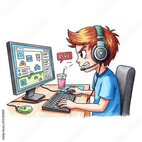 Live Streamer Engaged in Online Gaming Session