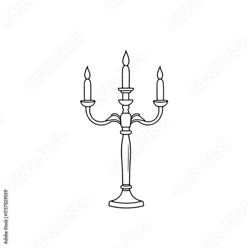 Elegant candelabra with three candles in vector style for luxury decor and ambiance creation.