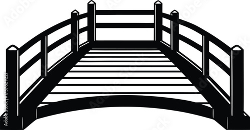 Wooden Footbridge silhouette Vector illustration