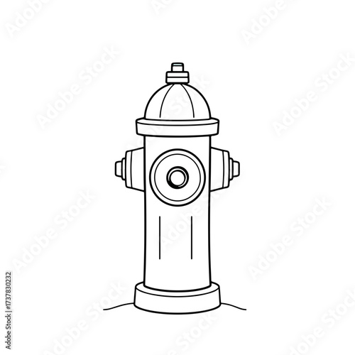 Fire hydrant illustration depicts public safety equipment in simple line art. Fire hydrant drawings represent crucial infrastructure, a symbol of fire prevention, with its recognizable shape.