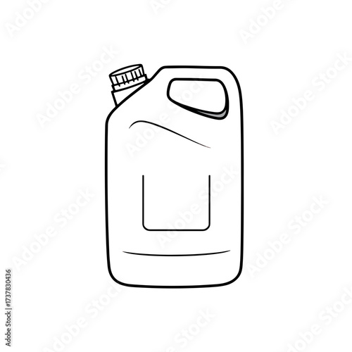Simple jerrycan outline on white background, perfect for industrial needs. Detailed jerrycan clip art shows empty can for storing liquids, chemical products, or fuel.