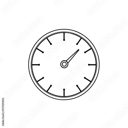 Simple clock displays time with its minimalist round outline, simple clock design showing accuracy and precise measurements. Simple clock drawing as an illustration of time,