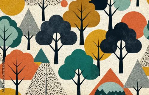 Tree . Oil painting. Pattern for printing on wall decorations, covers, leaflets, business cards