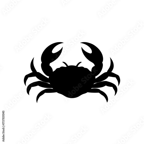 Silhouette of a crab with claws extended on transparent background