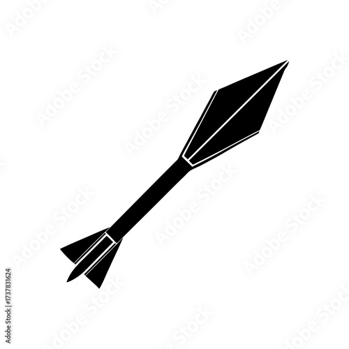 A silhouette of a simple black arrow art on transparent background