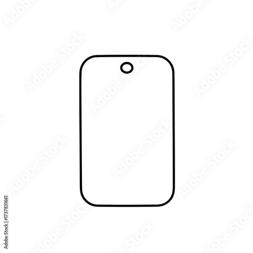Minimalist phone mockup on solid white. Blank phone mockup displays a sleek shape with rounded edges and a hole for the speaker. Concept phone mockup to showcase apps or website designs,