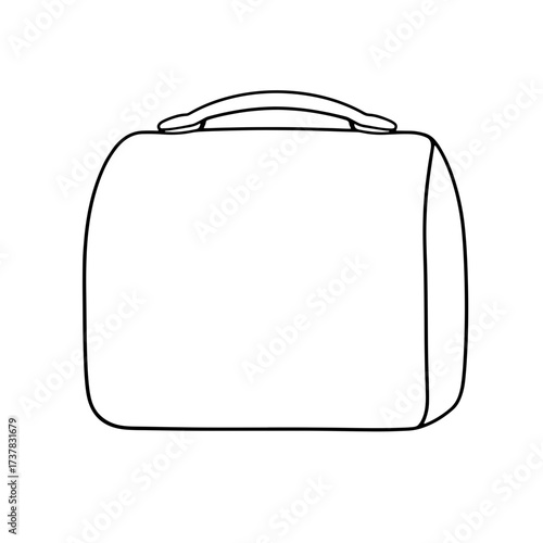 Simple lunchbox in monochrome. Isolated lunchbox for carrying food, snacks, and drinks. Versatile lunchbox design is perfect for school, work, or travel.
