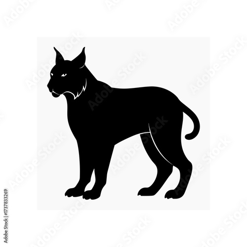 Silhouette of a standing wild cat animal on transparent background