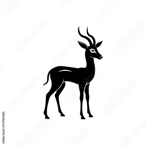 Silhouette of a standing blackbuck antelope on transparent background