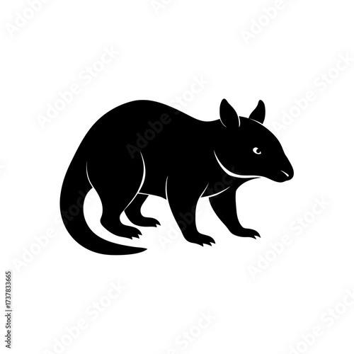 Silhouette of a black tasmanian devil art on transparent background