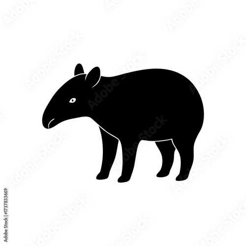 Silhouette of a tapir standing isolated on transparent background