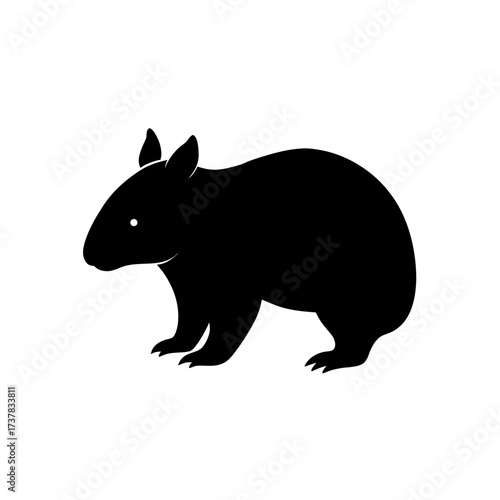 Silhouette of a wombat standing sideways on transparent background