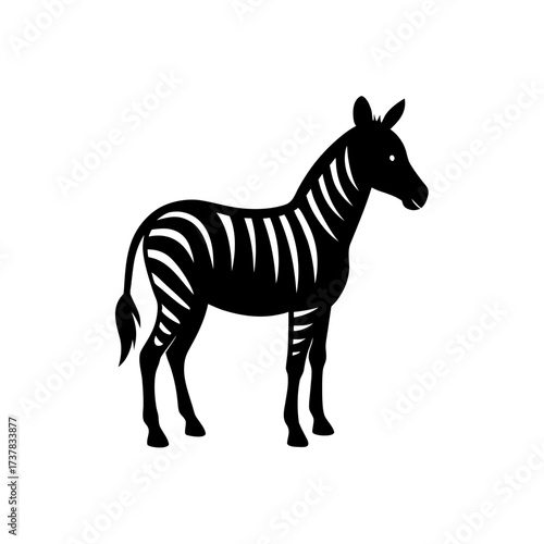 Silhouette of a zebra with black stripes on transparent background