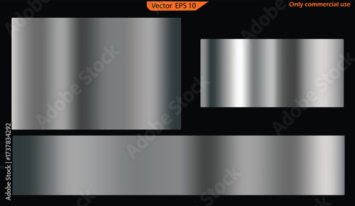 Set of metal banners. Set of metal banners. Set of Silver foil texture background. Realistic silver, gradient mesh. High resolution